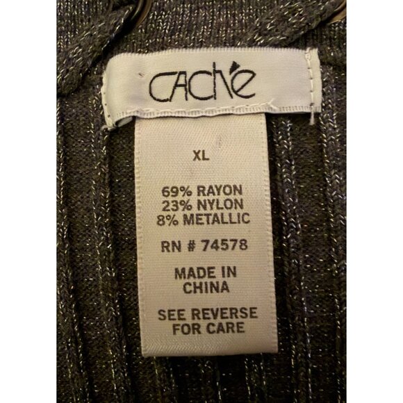 Y2K Cache Mini Dress XL Knit Lace Up Details Bubble Hem Metallic Cocktail - Picture 5 of 6